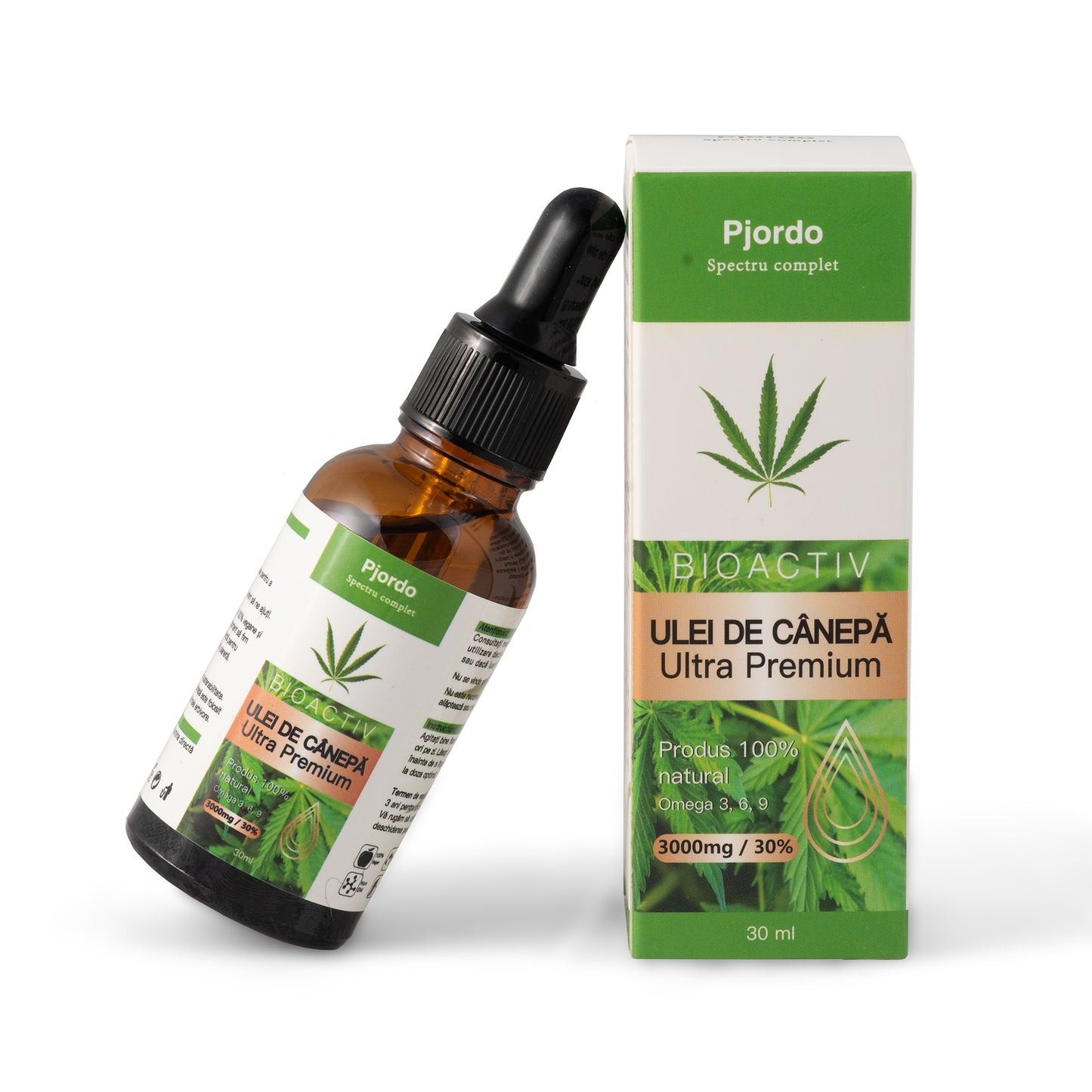 Ulei de Canepa CBD ULTRA PREMIUM 30% 3000mg, Full Spectrum, Pjordo,30 ml